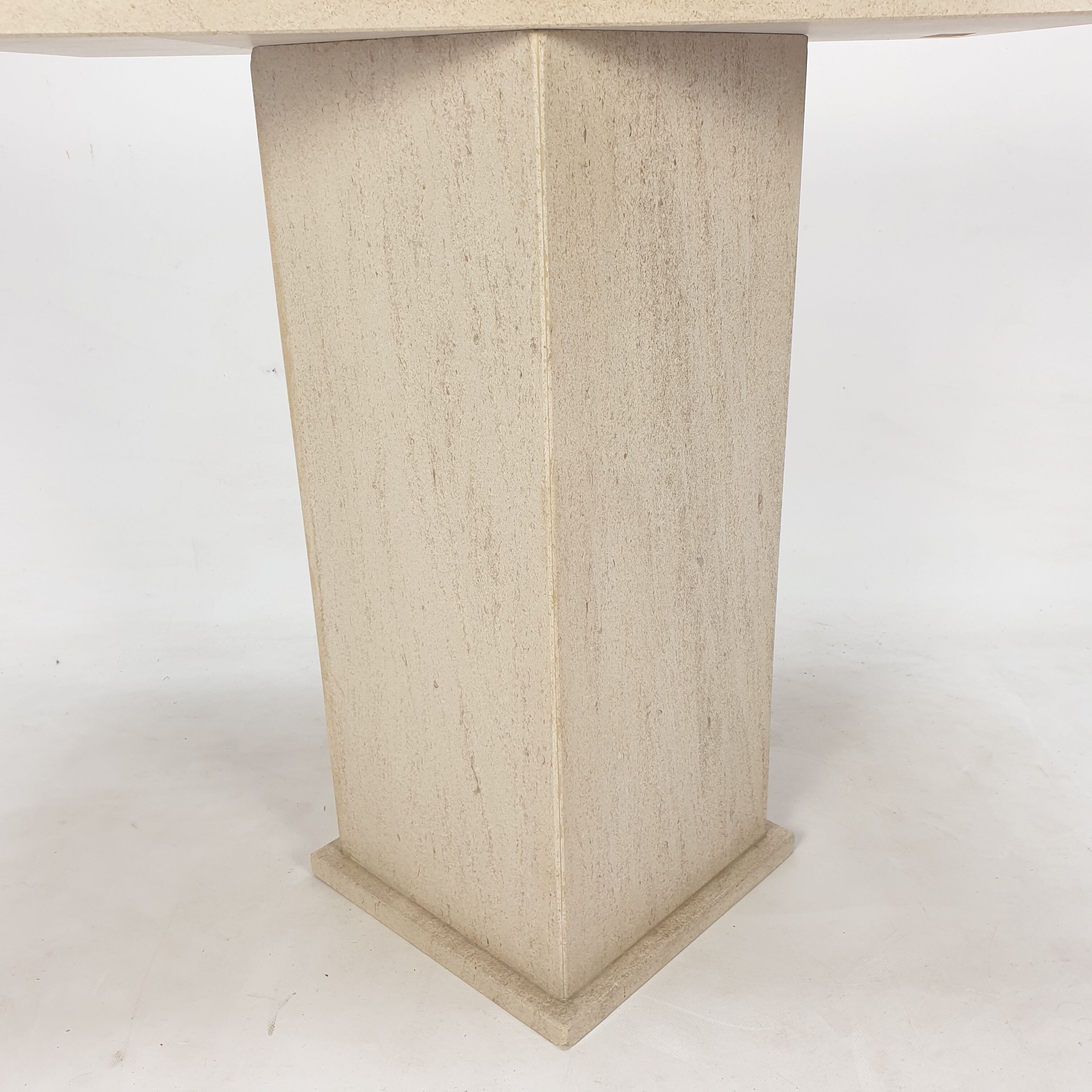 Italian Travertine Side Table or Pedestal, 1980s