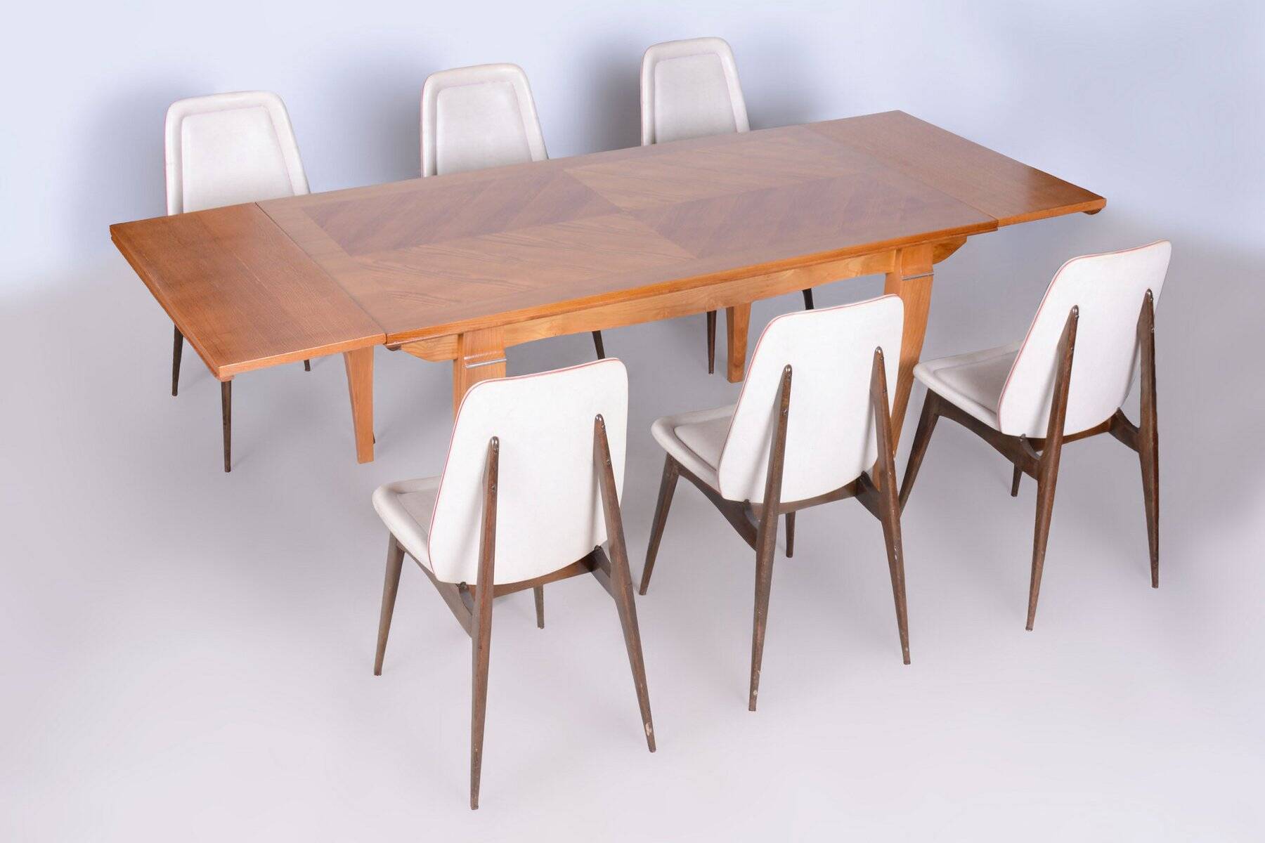 Art Deco Oak & Spruce Folding Table attributed to J. Leleu, France, 1920s