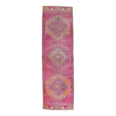 Tapis de course turc en laine rose oriental 3x10, 89x295Cm SK 18196