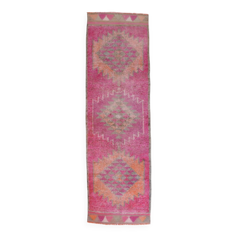 Tapis de course turc en laine rose oriental 3x10, 89x295Cm SK 18196