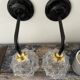 Set of two chiseled glass sconces