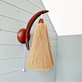 Scandinavian teak and sisal rope wall light, Temde, 1950-60