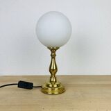Lampe laiton globe opaline vintage