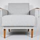 Fauteuil moderne du milieu du siècle, restauré, 1960, tissu gris clair