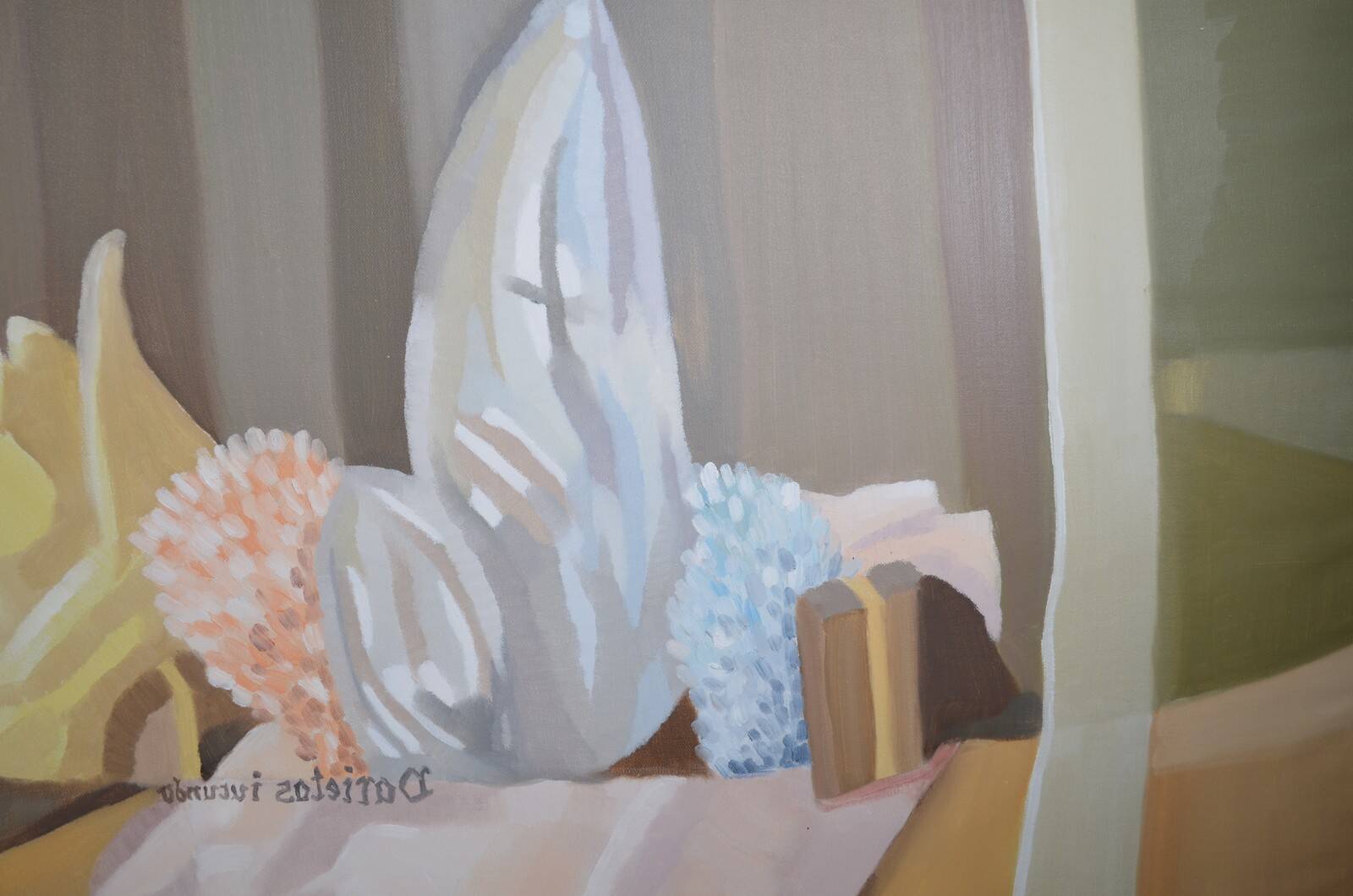 Huile sur toile, nature morte aux coraux, Paula Salonen, 1990