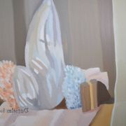 Huile sur toile, nature morte aux coraux, Paula Salonen, 1990