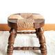 Pair of wood and straw fireplace stools 1950