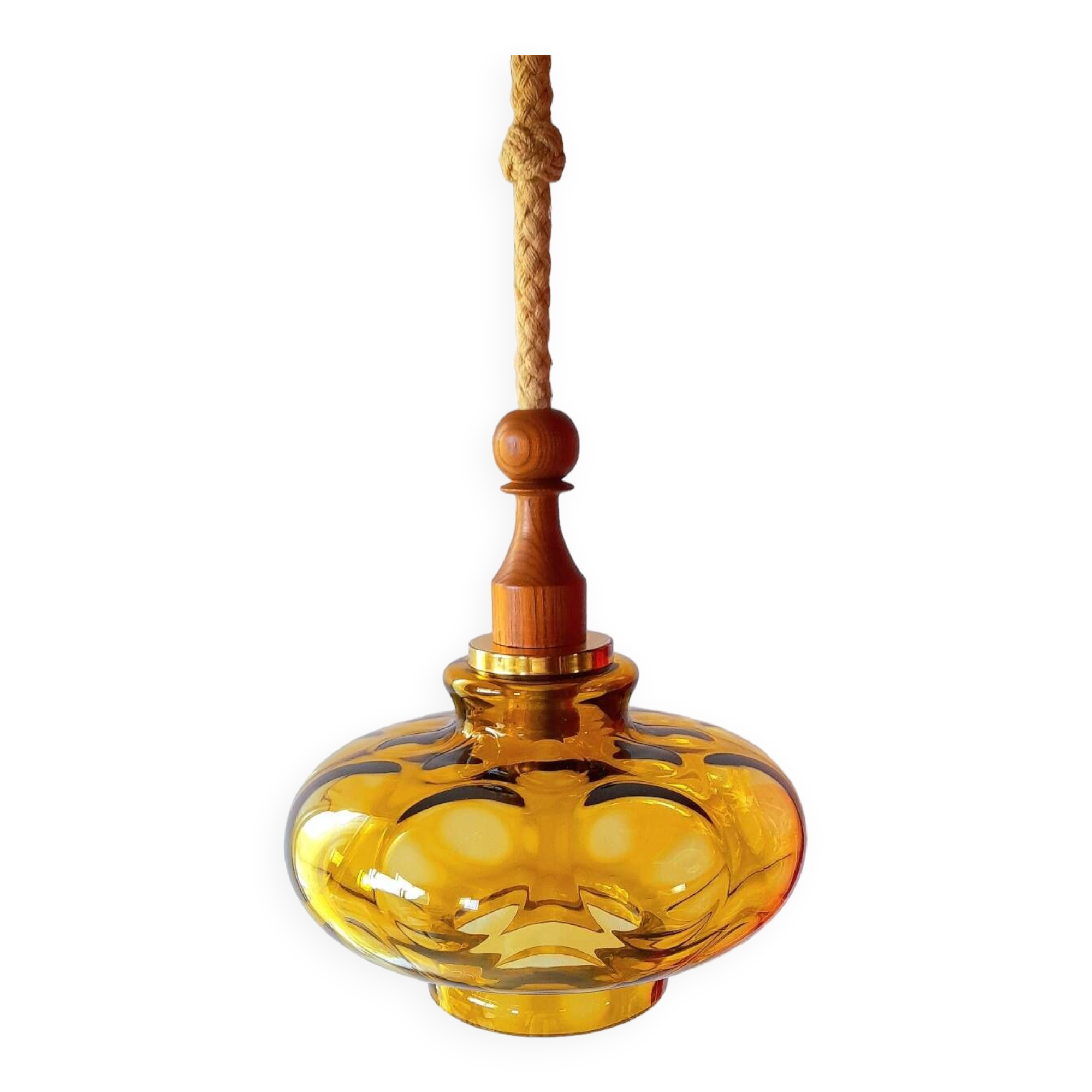 Veb narva suspension in amber glass 70s