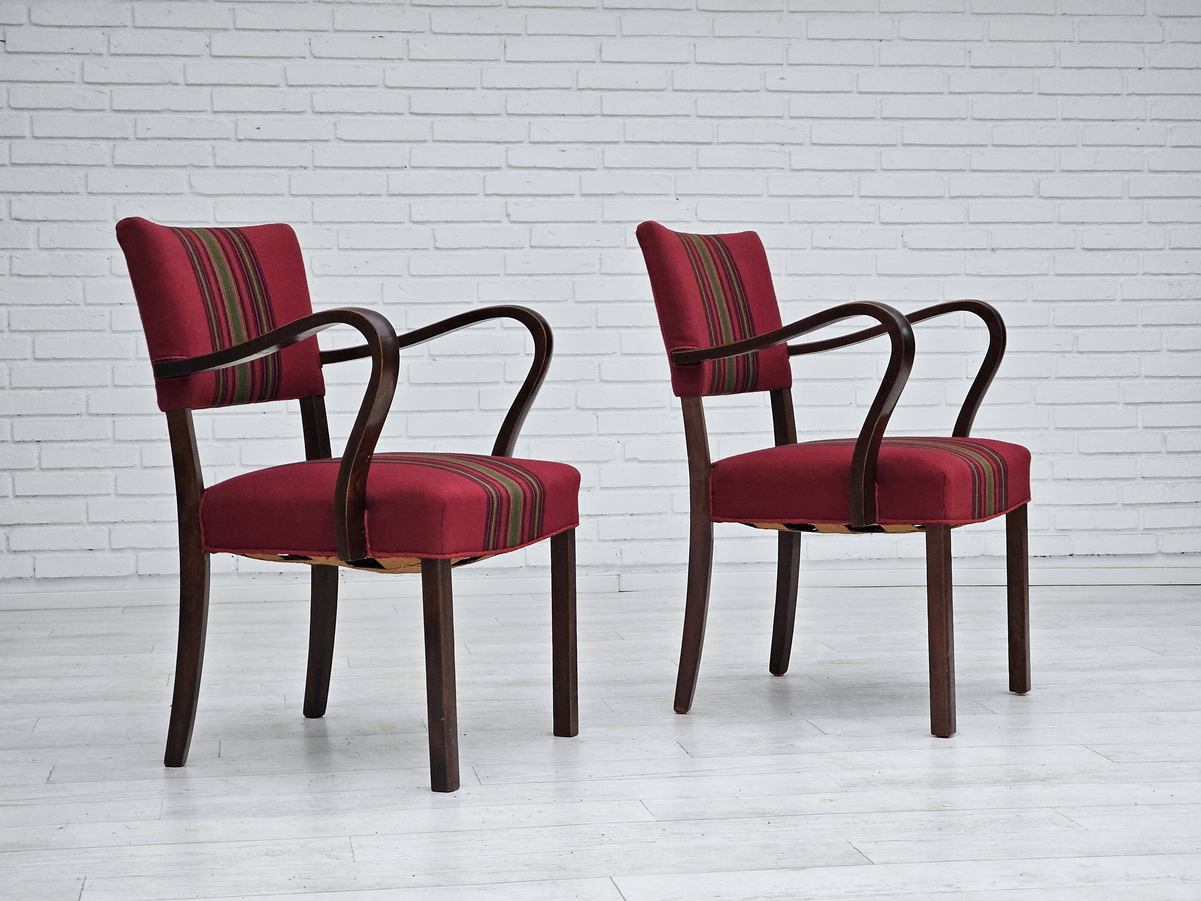 1950s, pair of Danish armchairs