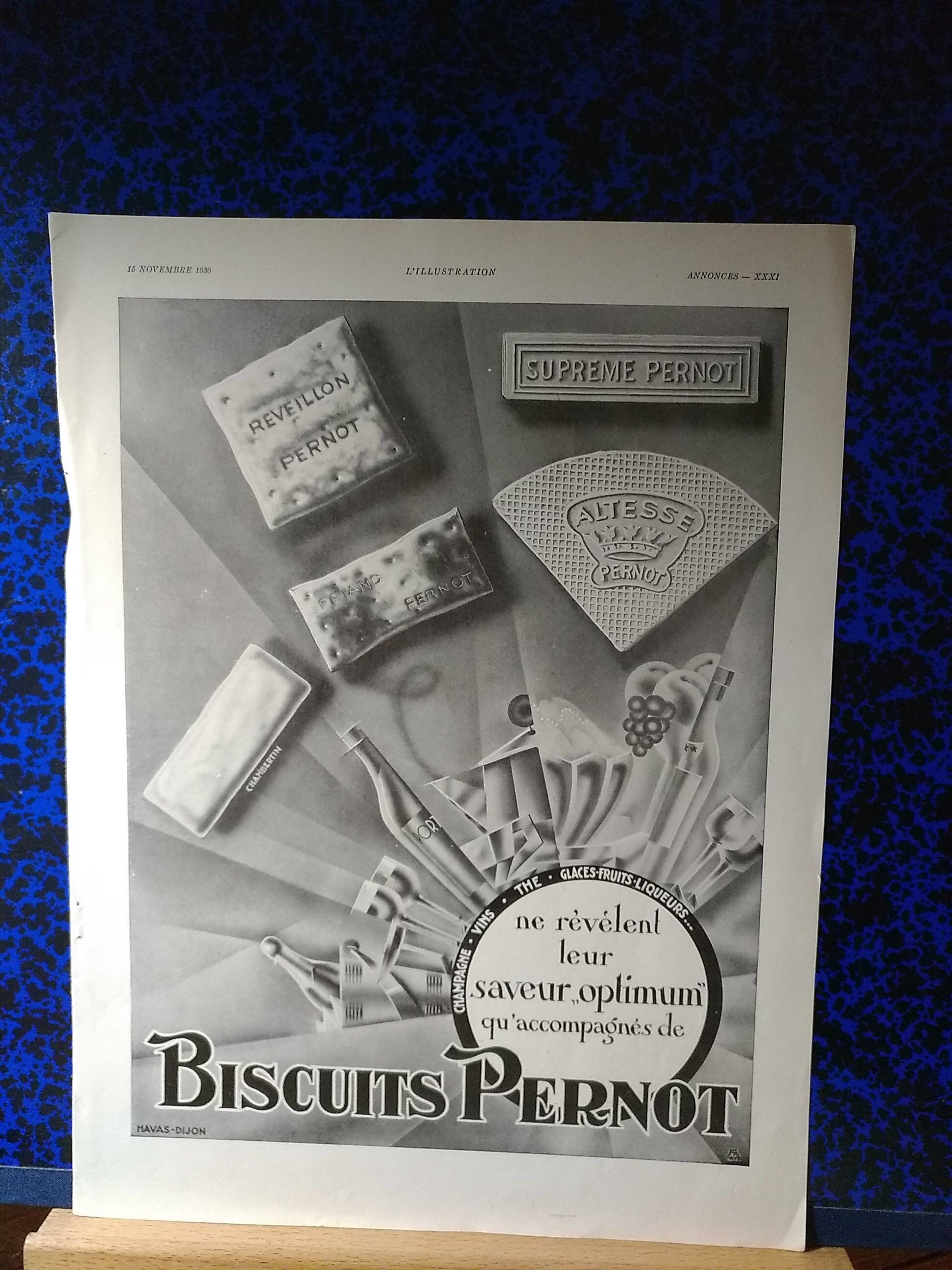Pernot biscuit paper advertisement revised from the 1930s