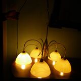 5-branched pendant light from the 70s, Honsel, Germany