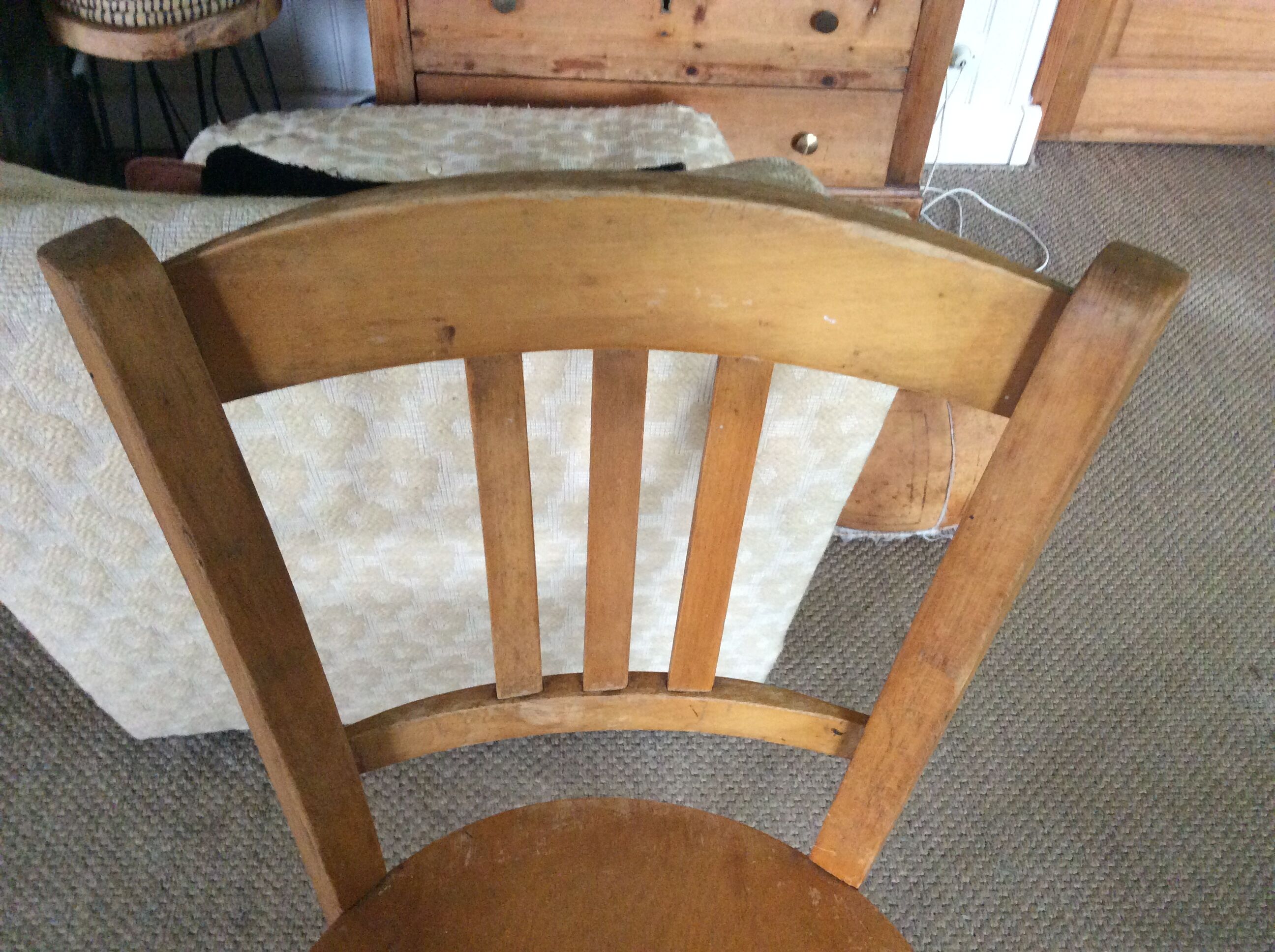 Wooden chair with wheels