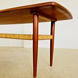 Vintage Danish mid-century teak and rattan coffee table 1960s