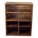 Teak bookshelf, sliding display + open storage, 60s/70s