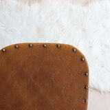 Set of 4 Luterma bistro chairs in curved wood and imitation leather, early 20th century