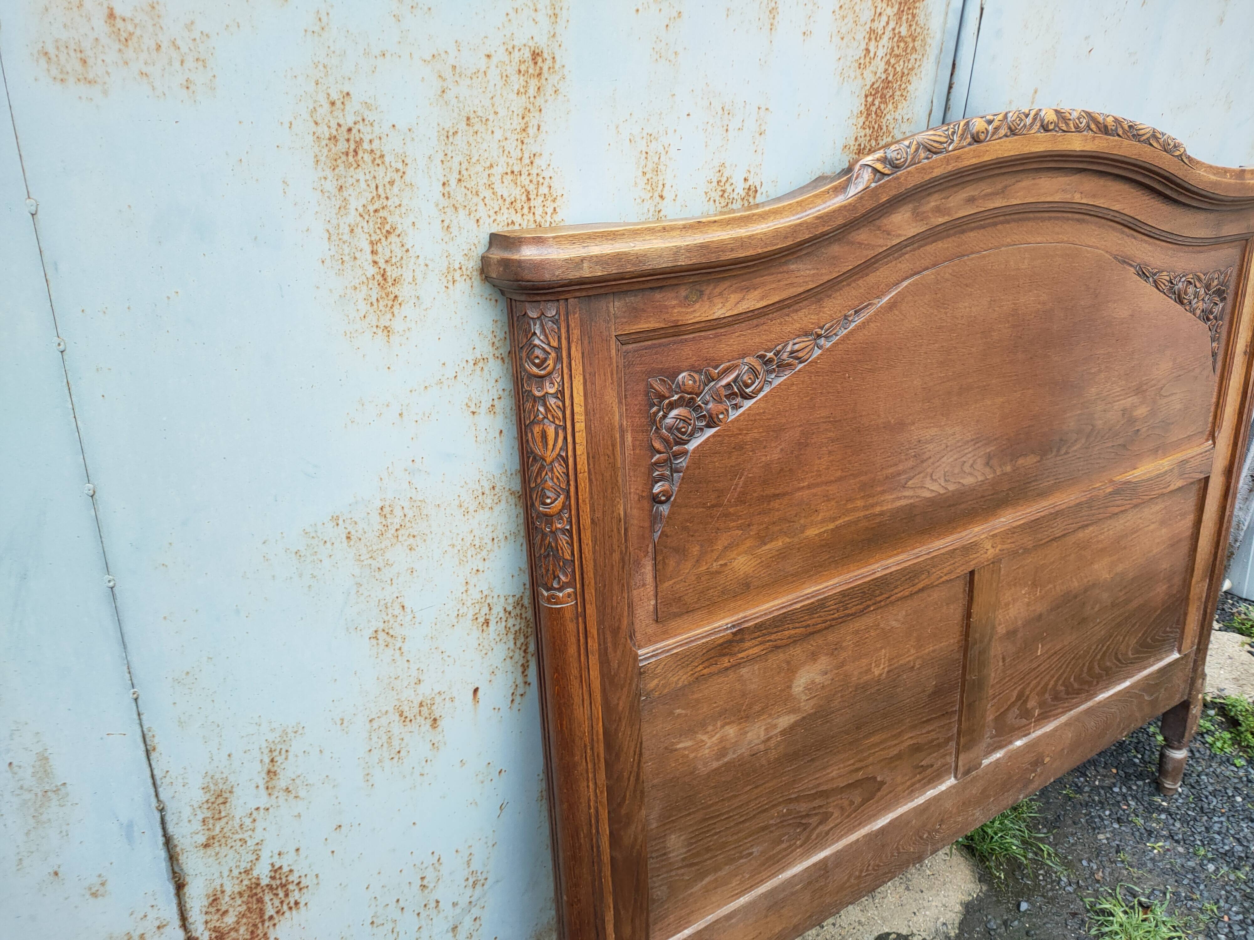 Solid oak headboard, 1930s