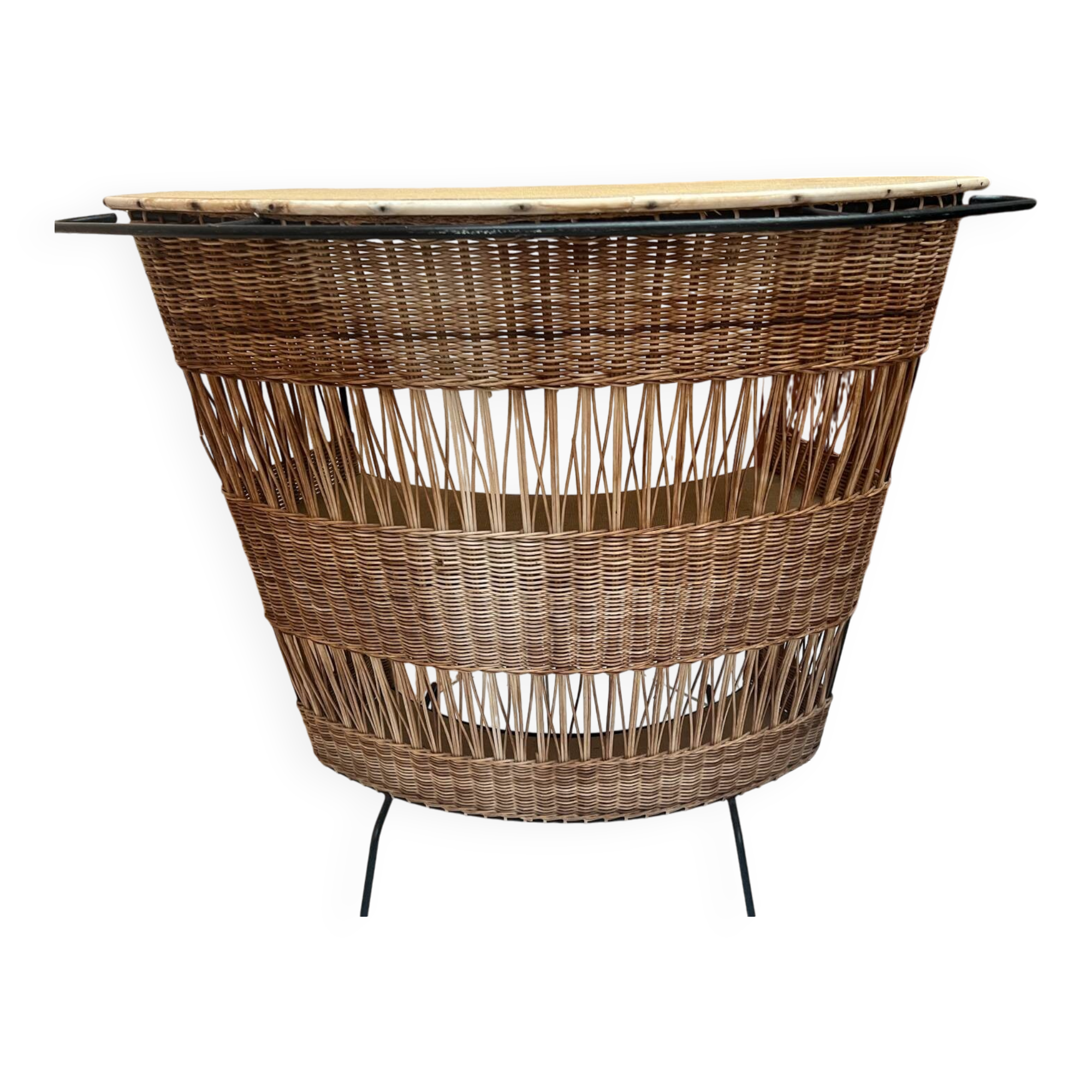 Vintage rattan and metal bar, 60s