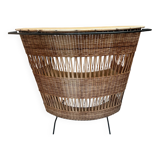 Vintage rattan and metal bar, 60s