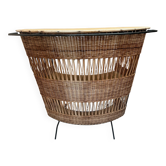 Vintage rattan and metal bar, 60s