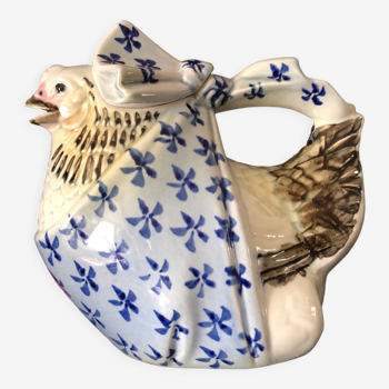 Teapot earthenware decoration vintage hen