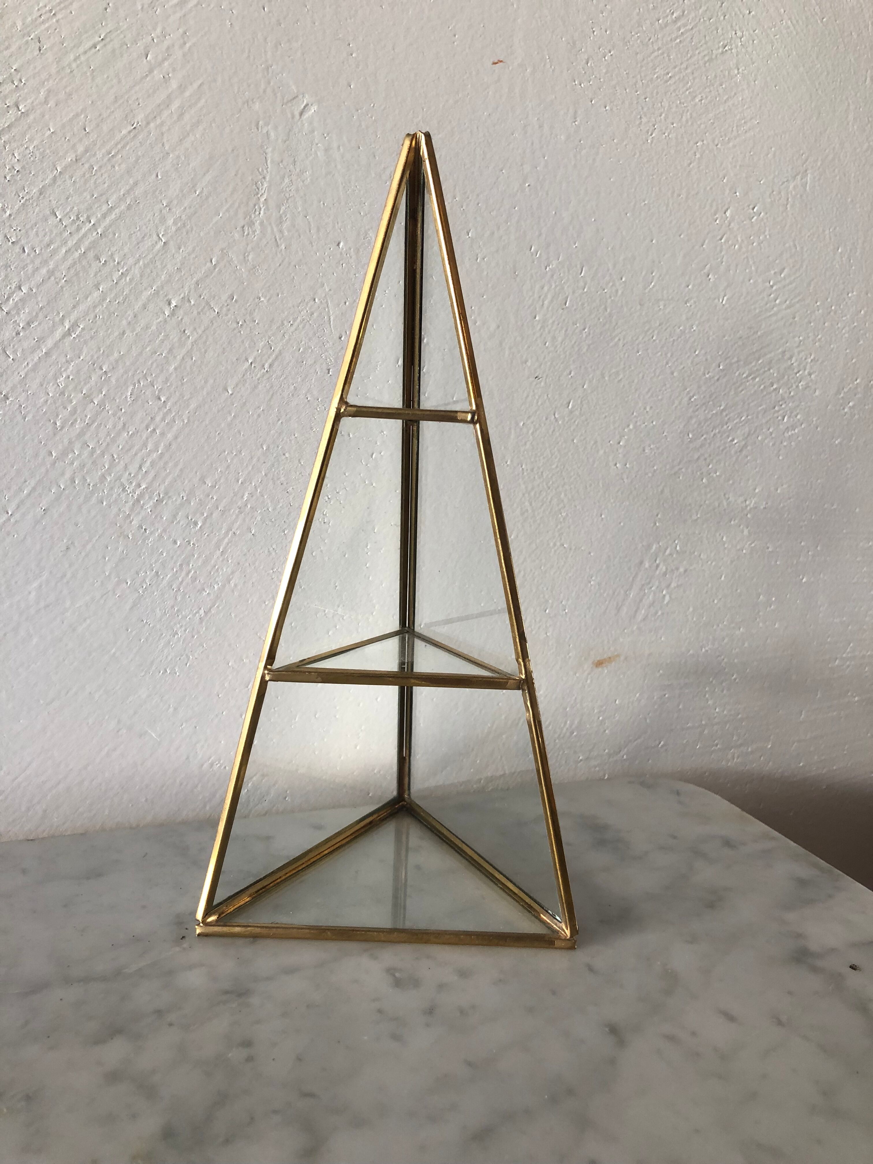 Vintage glass and brass showcase