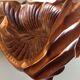 Brutalist carved wood fruit basket / vintage 60s-70s