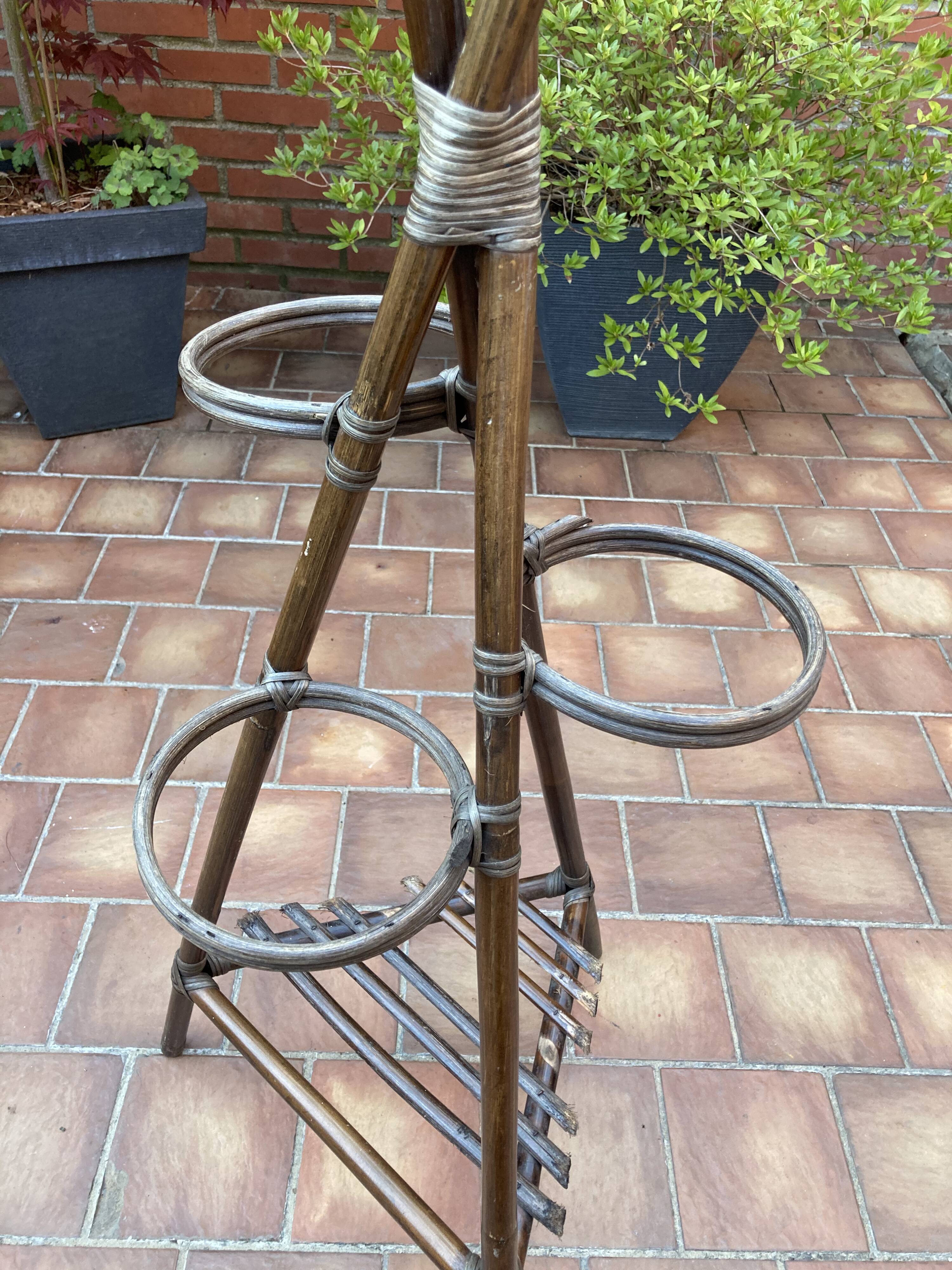 Vintage rattan plant holder