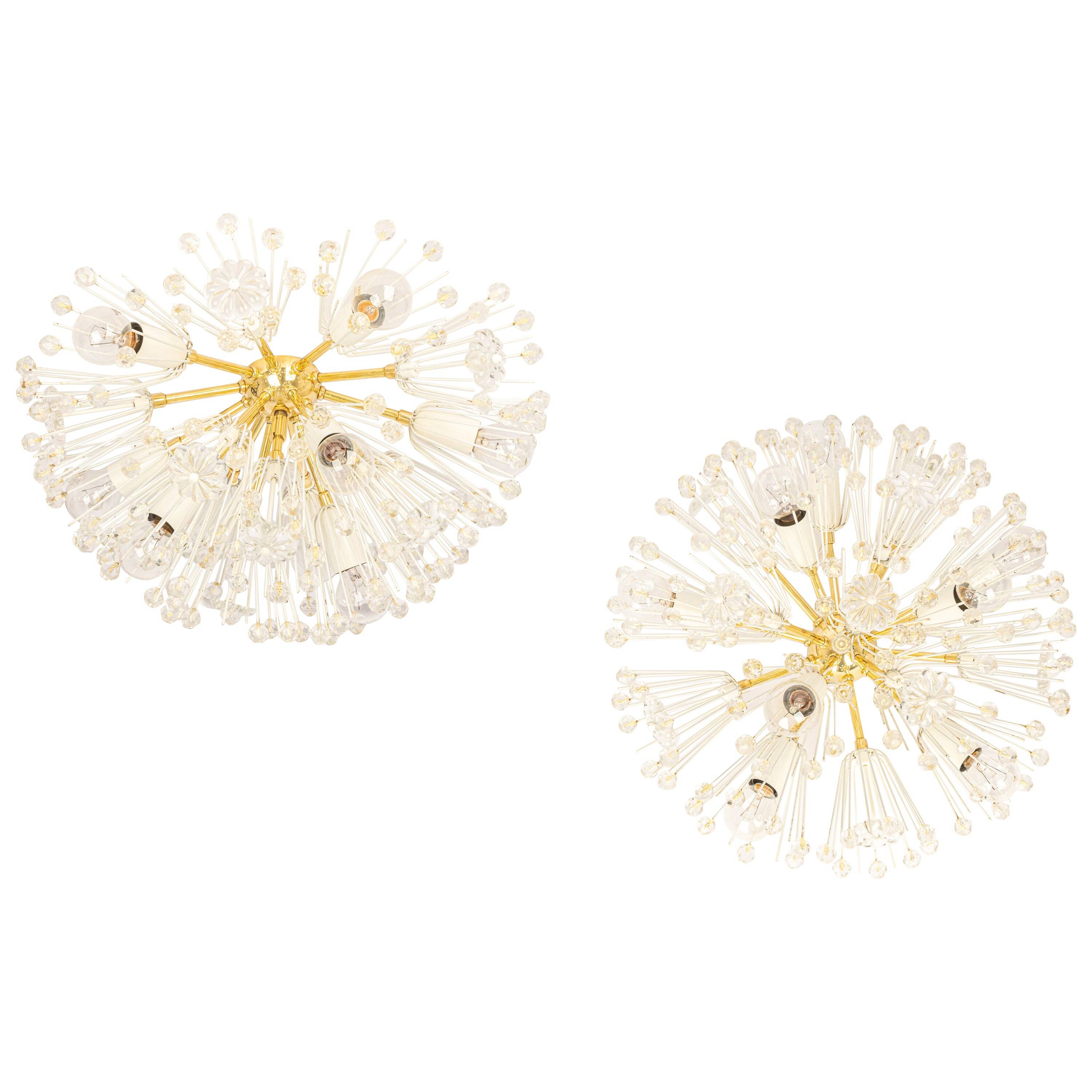 Star Ceiling Light in Brass and Crystal by Emil Stejnar, Austria, 1960s