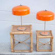 Pair of orange mushroom lamp, bedside lamp, vintage lamp, retro, seventies