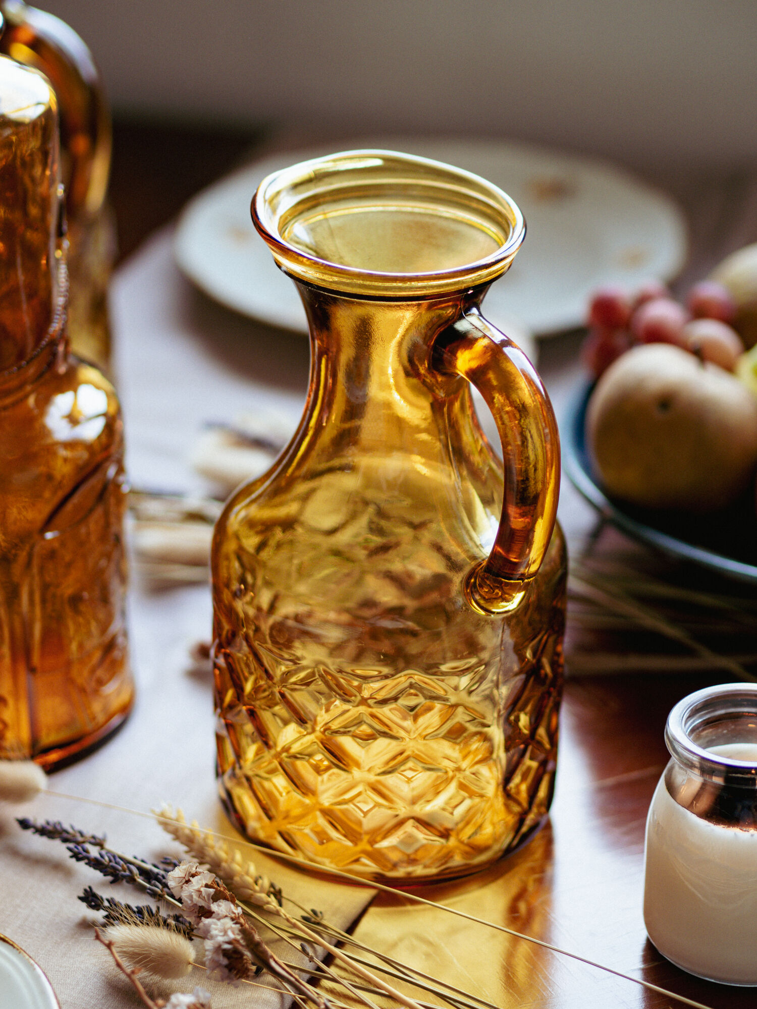 Amber glass pitcher