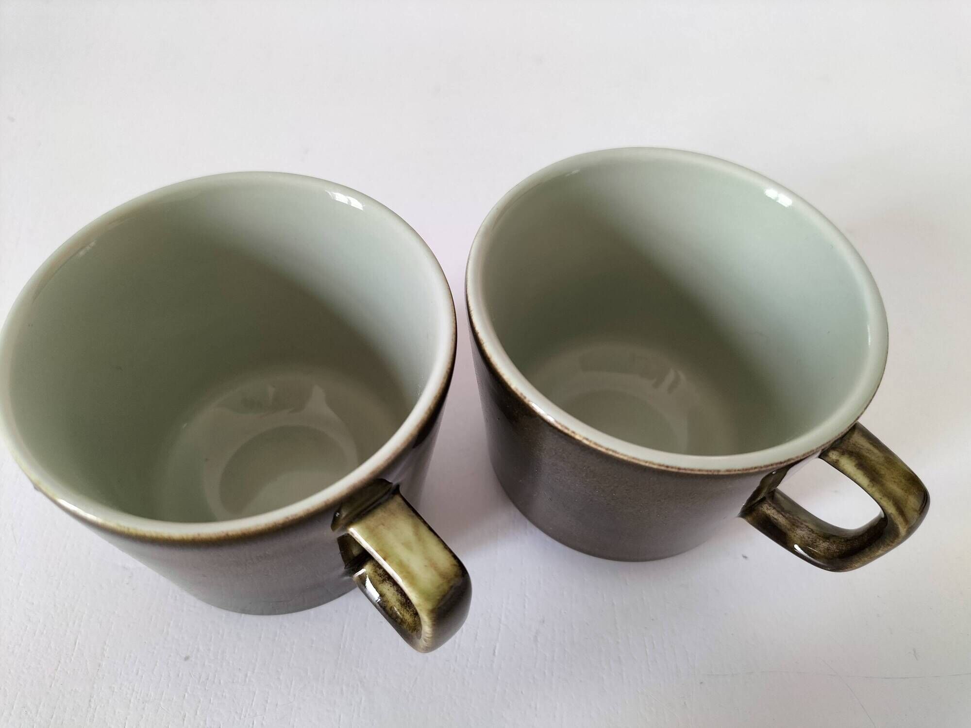 Vintage stackable stoneware coffee cup duo – Japan ceramics 1970