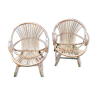 Bamboo rattan armchairs 60s