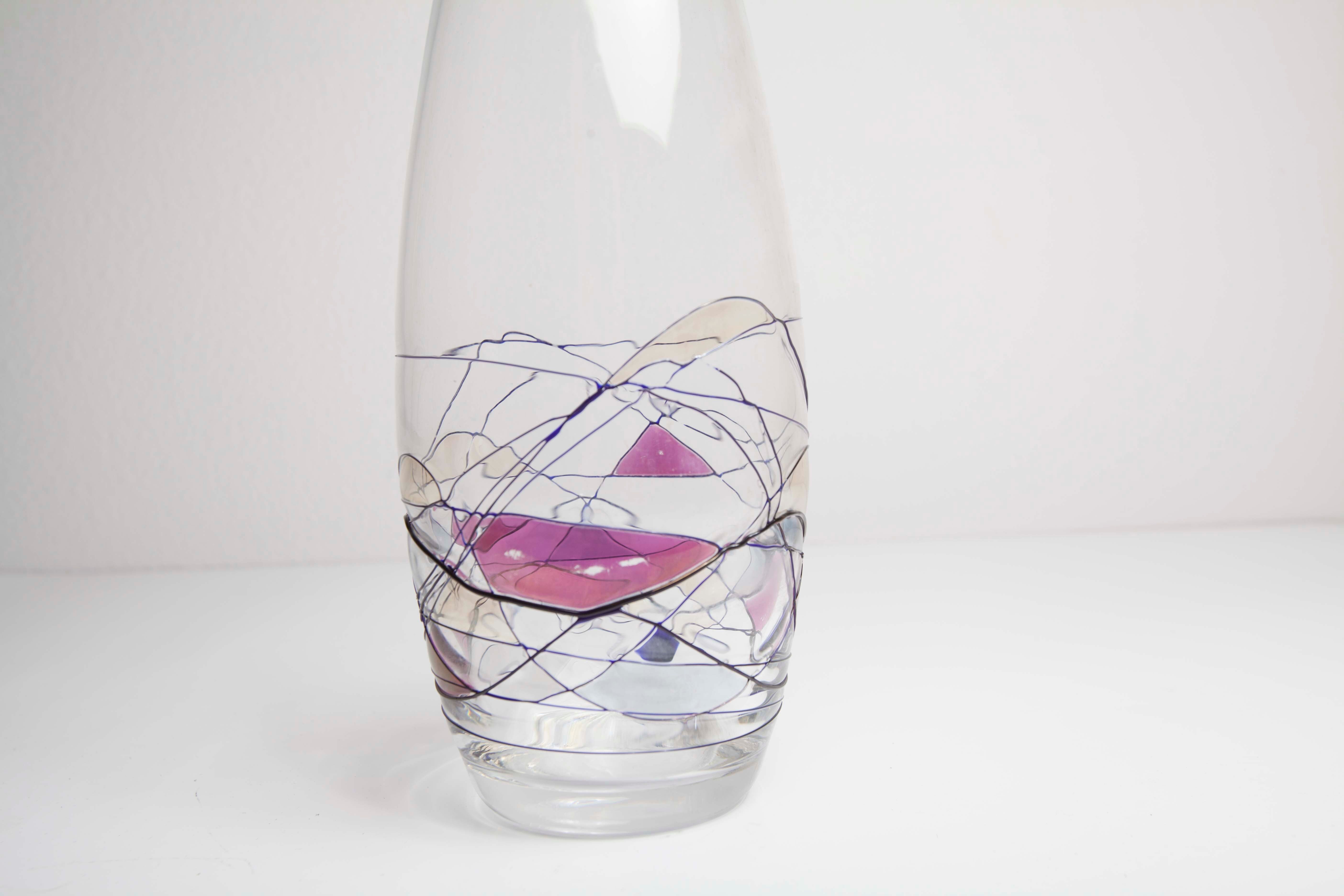 Vase transparent décoré 60's