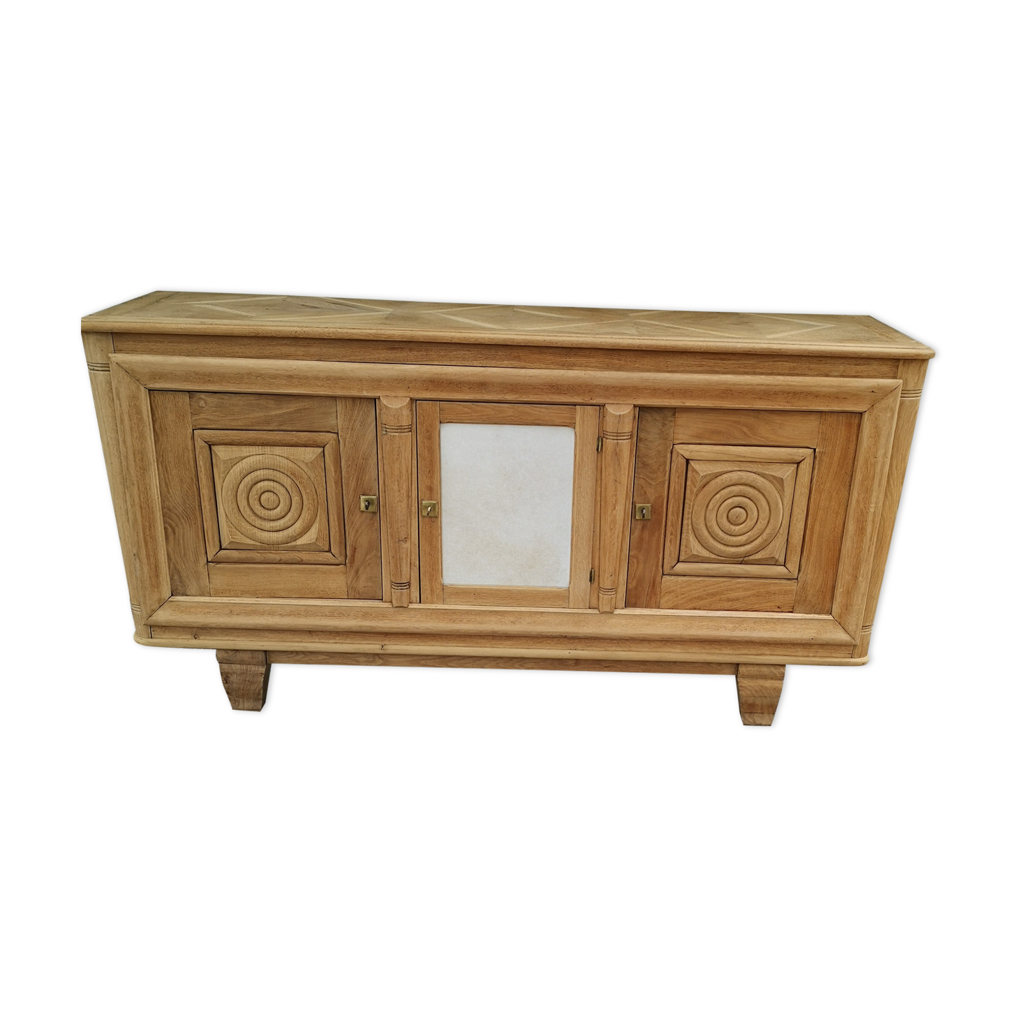 Sideboars-d 2 whitewashed oak doors and 1 beige ceramic door