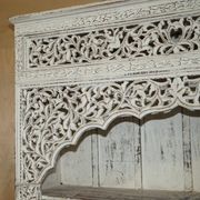 Large antique Anglo-Indian library in carved solid wood with original paint.