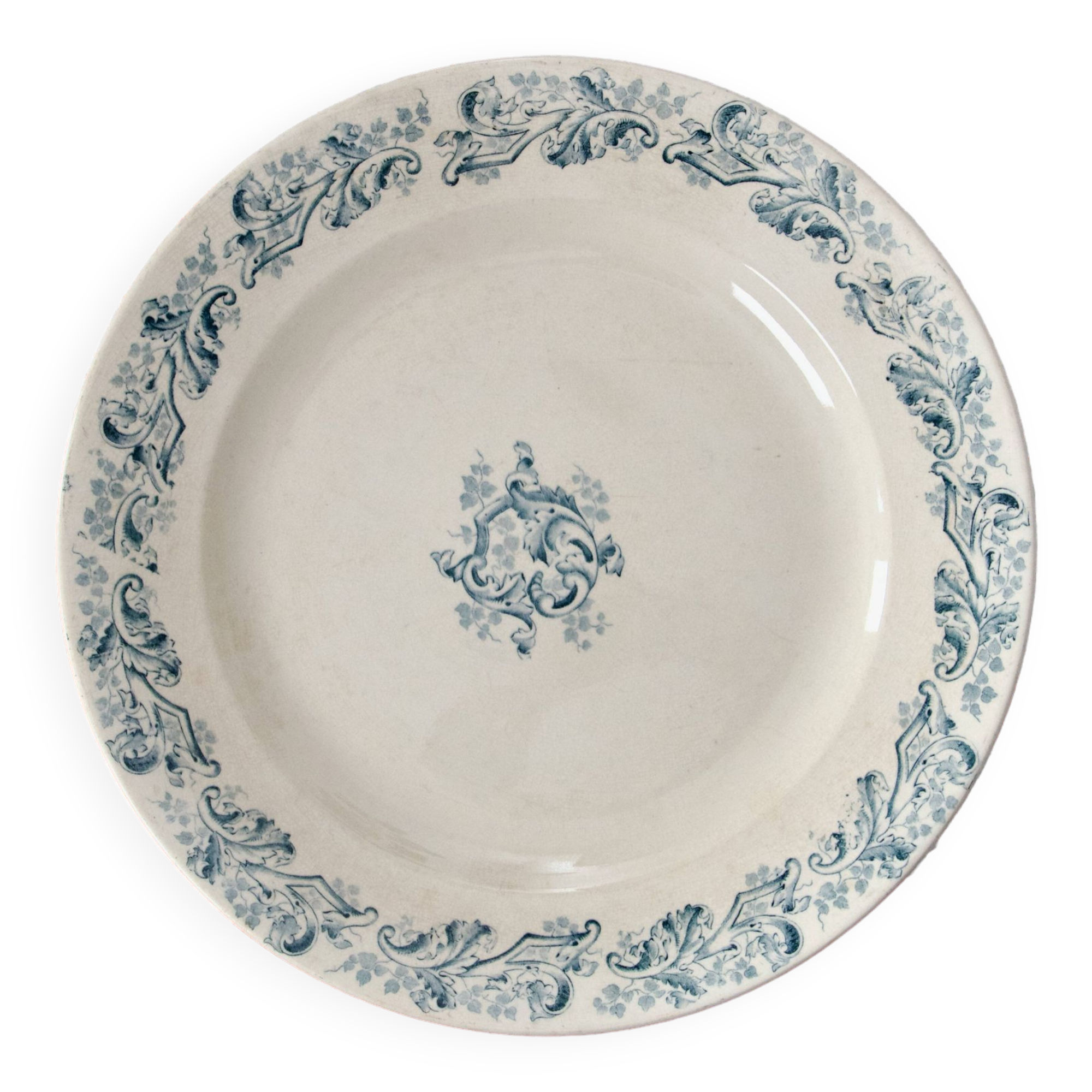 Round dish 19th Longwy iron earth "Russian"