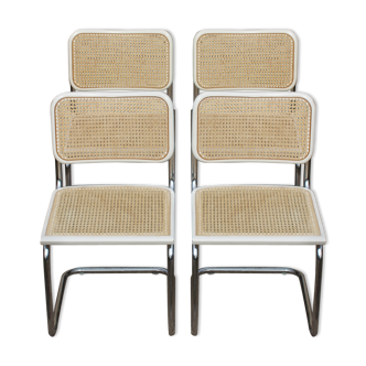 4 white chairs Cesca B 32 by Marcel Breuer made in Italy 1998