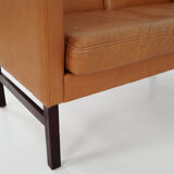 Leather two-seater sofa, 70s Scandinavian design