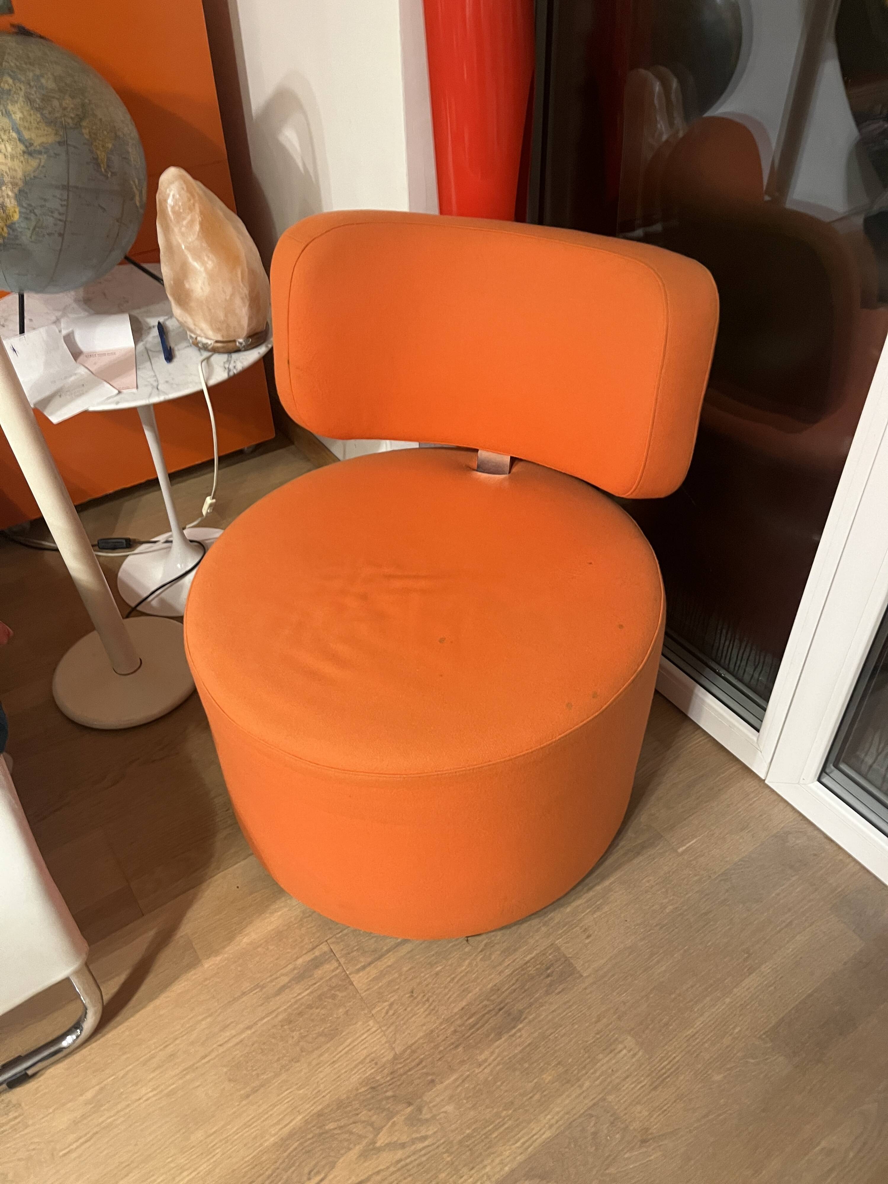 SITS Mokka swivel armchair in orange fabric — Scandinavian modern retro rounded design