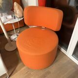 SITS Mokka swivel armchair in orange fabric — Scandinavian modern retro rounded design