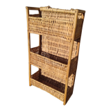 Rattan shelf 46 cm high with 3 floors vintage