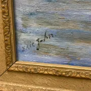 Original Swedish Oil on Canvas – “City and the Lake” by Eric Johan – Vintage & Framed