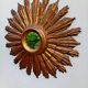 Grand miroir soleil des Pays-Bas en bois sculpté doré – années 60 m