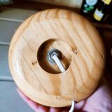 Table lamp in wood and opaline