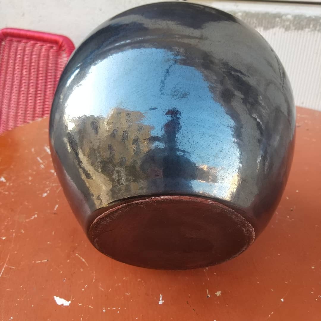 Black ceramic vase circa 1950