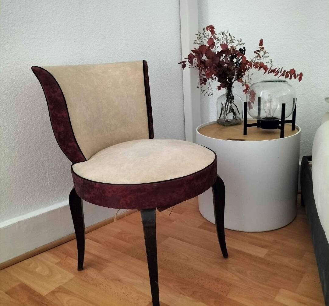 Vintage white and burgundy club chair