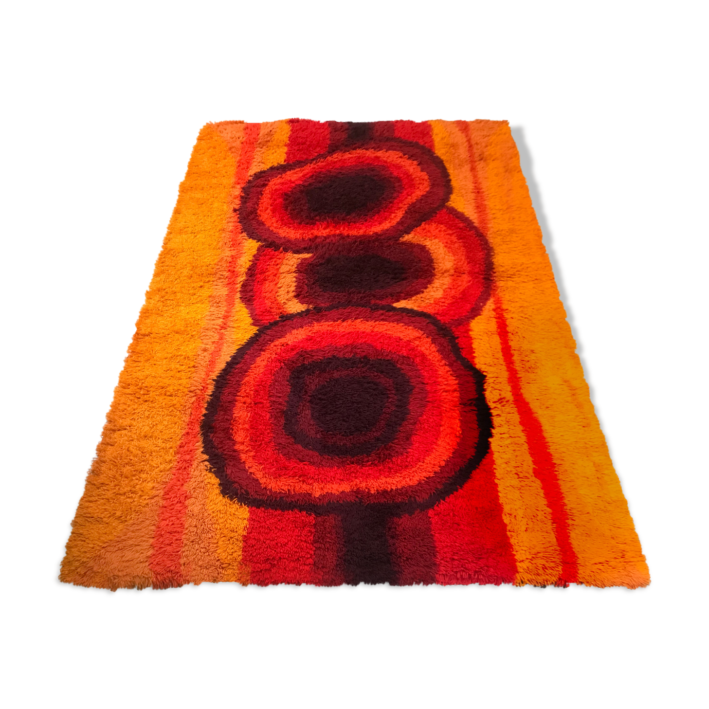 Tapis XXL Ege Taepper Rya De Luxe, Rug en laine orange 70