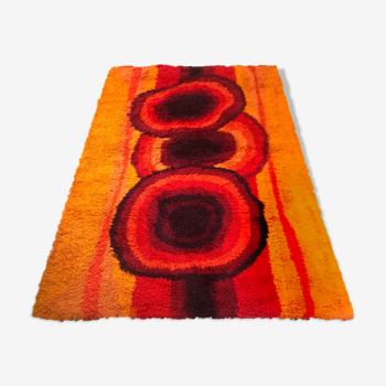 XXL Ege Taepper Rya De Luxe rug, Orange wool rug 70