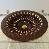 Large decorative openwork ceramic dish Vallauris 60s