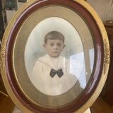 Colorized photo portrait of little boy